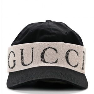 Gucci Logo Gabardina Medium Black Baseball Cap Hat Brand New Made in Italy